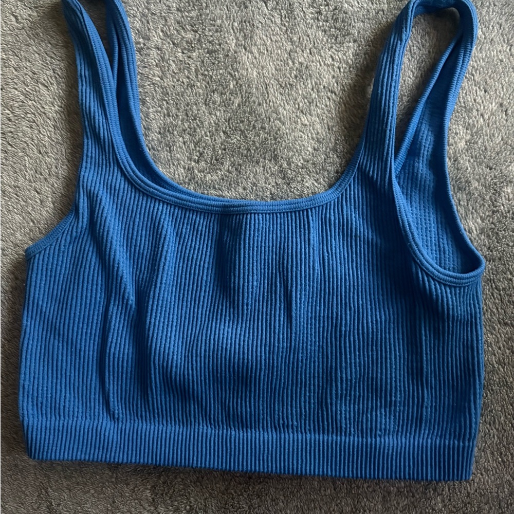 Cotton On Vibrant Blue Ribbed Crop Tank